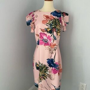 NWT! Trina Turk Pink Floral Midi Dress - Size 8